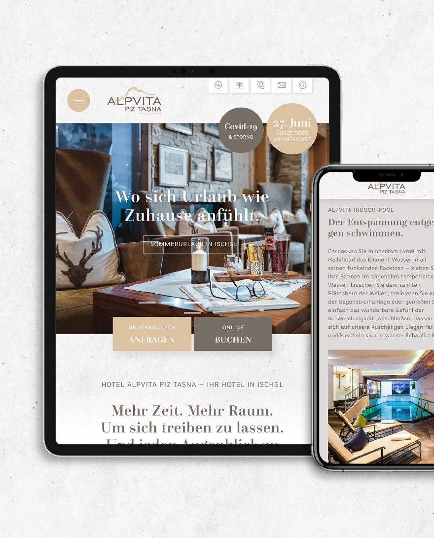 Hotel Alpvita Piz Tasna - Individual Website, Drucksorten